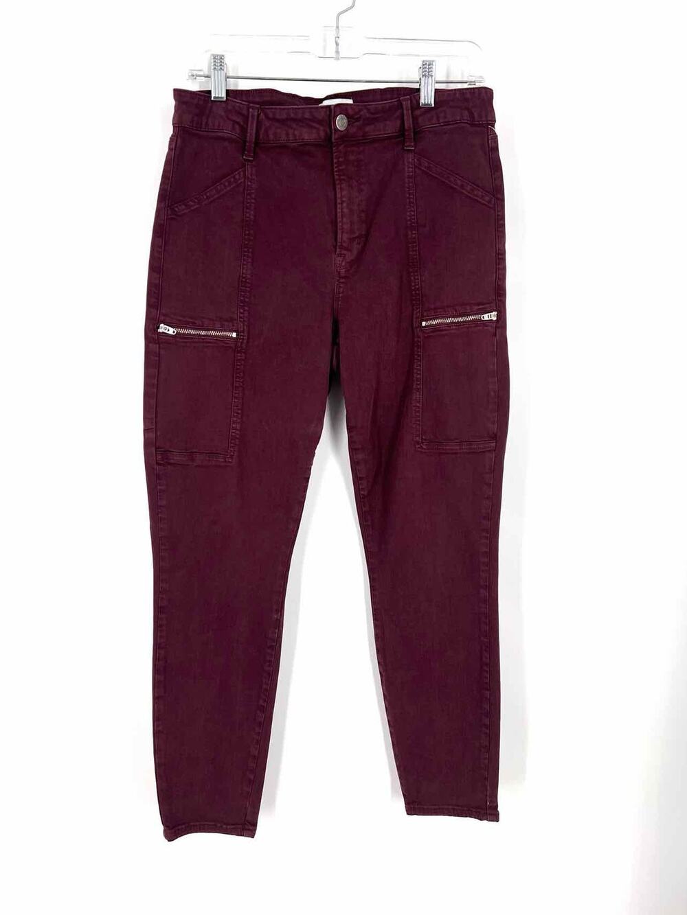 Pistola Size 31=12 Maroon Zipper Denim Premium Denim Jeans